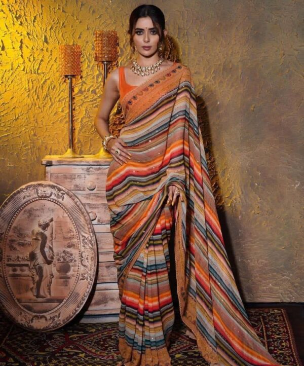 Stylish Sequence Party Wear Multi Saree
