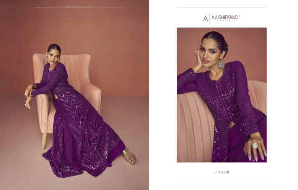 Purple Embroidery Work Suit Set