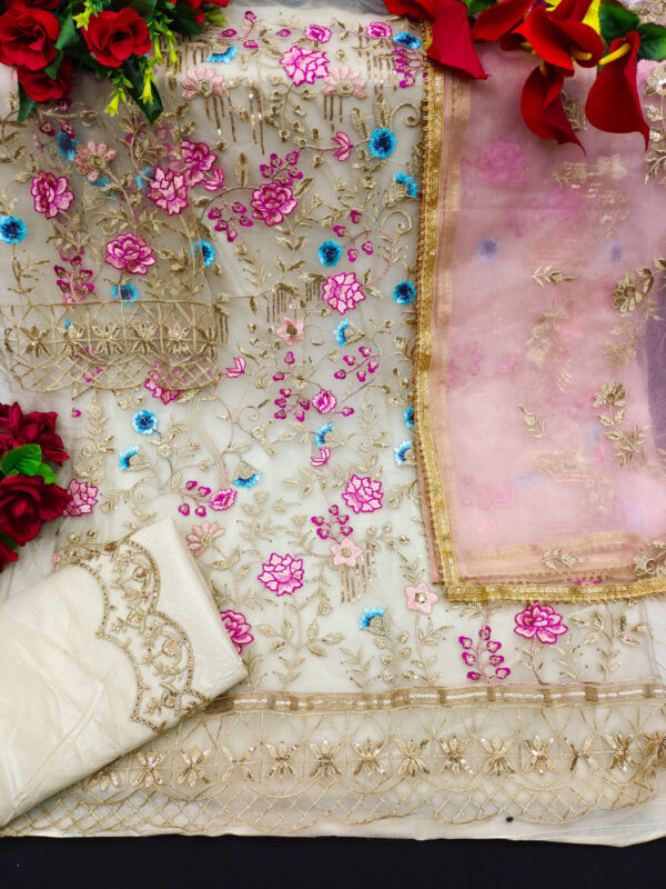 Embroidery Work White Pakistani Suit