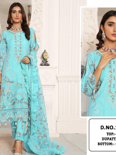 Work Sky Blue Pakistani Pant Suit