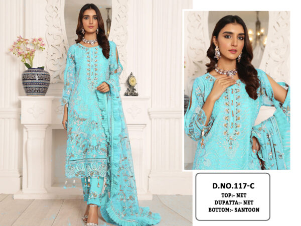 Work Sky Blue Pakistani Pant Suit