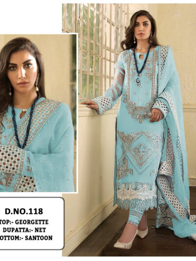 Wedding Sky Blue Pakistani Suit