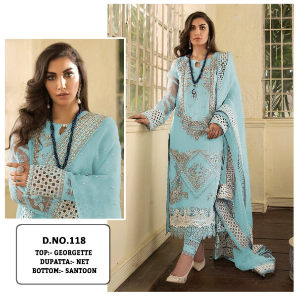 Wedding Sky Blue Pakistani Suit