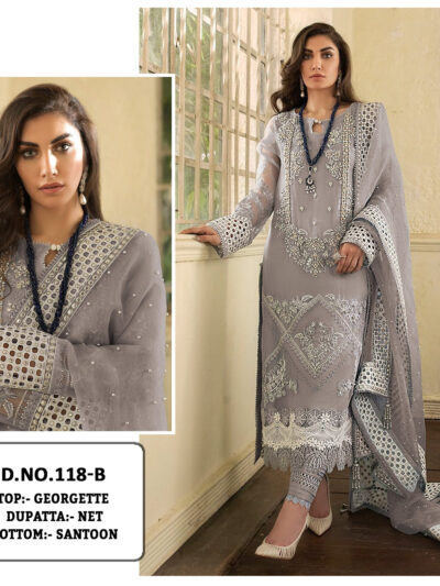 Grey Pakistani Suit For Festival