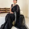 Fancy Sequence Lining Black Saree