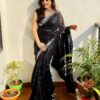Fancy Sequence Lining Black Saree