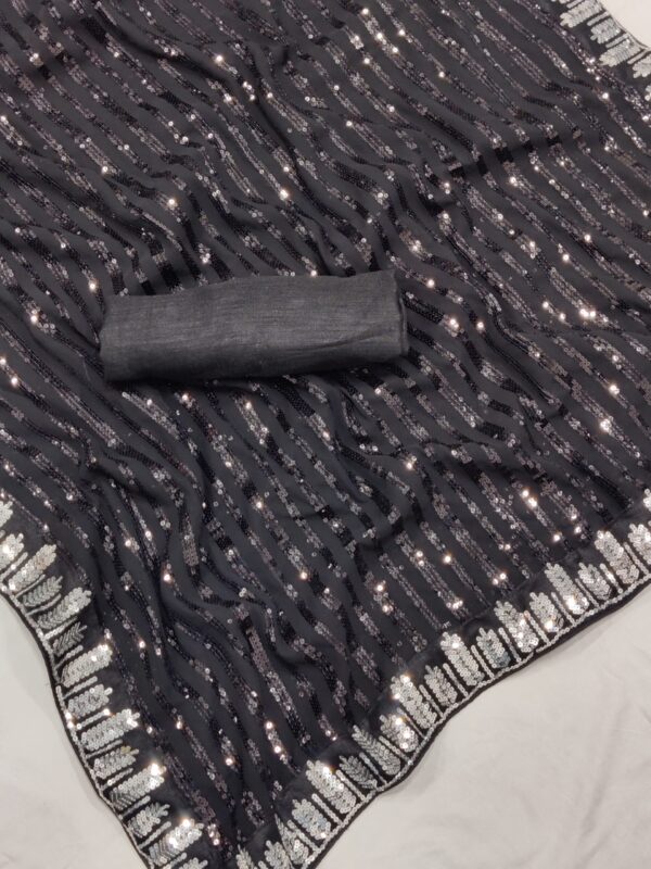 Fancy Sequence Lining Black Saree