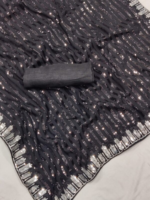 Fancy Sequence Lining Black Saree