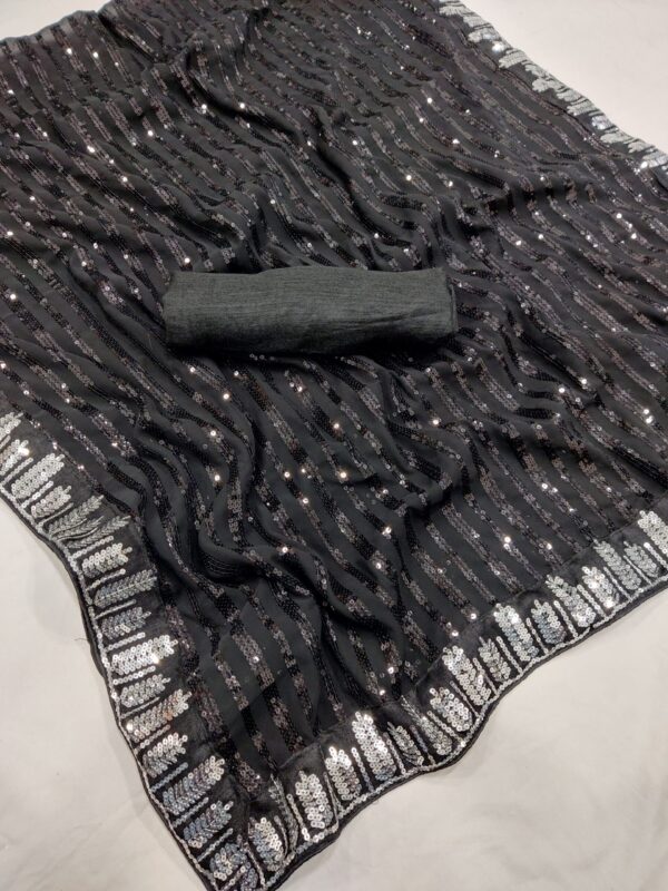 Fancy Sequence Lining Black Saree