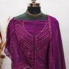 Purple Embroidery Work Suit Set