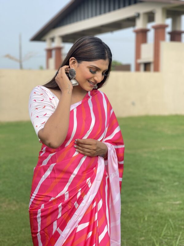 White Pink Party Saree