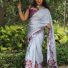 Grey Flower Saree