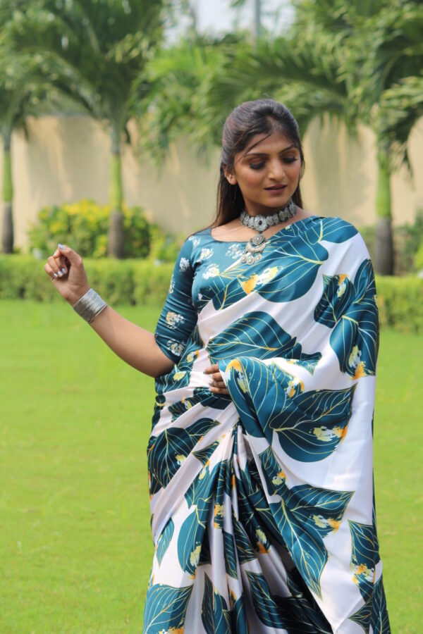 Blue Satin Saree