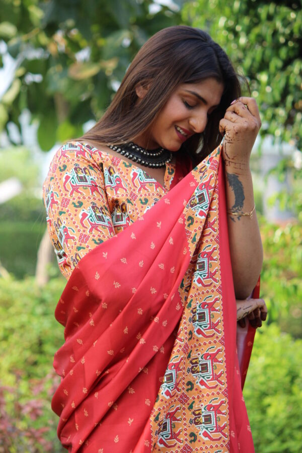 Satin Pink Saree