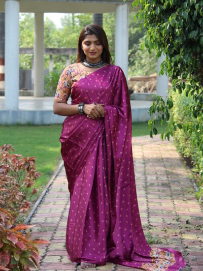 Wine Colur Silk Saree