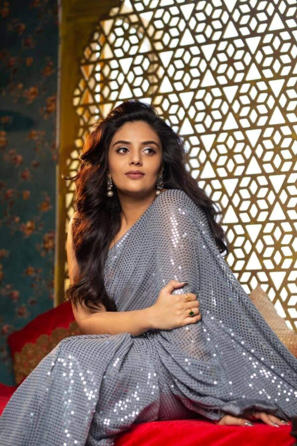 Grey Saree For Stylish Party Wear