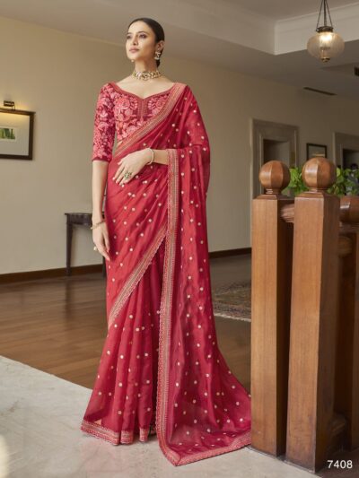 Bollywood Sequence Red Saree