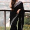 Party Black Saree With Sequence Border