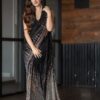 Stylish Party wear Sequence Black Saree