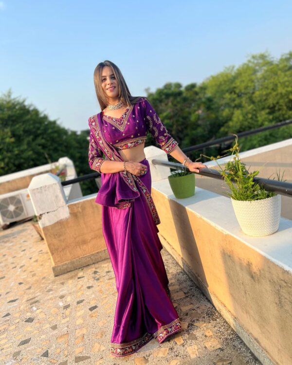 Wedding Silk Work Purple Saree