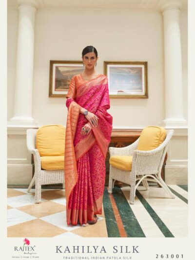 Traditional Patola Design Pink Saree