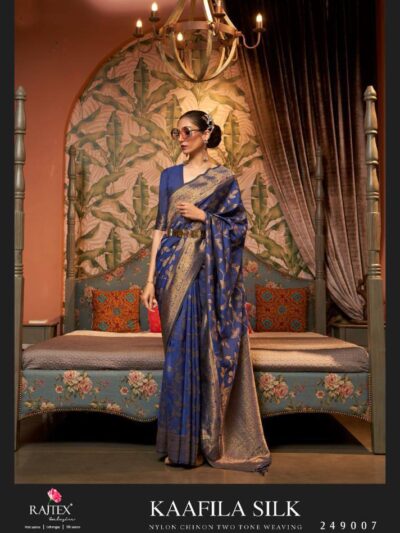 Designer Wedding Silk Blue Saree