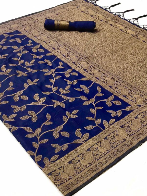 Designer Wedding Silk Blue Saree
