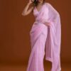 Pink Saree with Sequence and Diamond Work