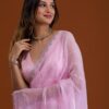 Pink Saree with Sequence and Diamond Work