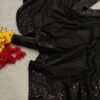 Stylish Sequence Border Black Saree