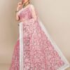 Pink White Saree
