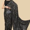 Buy Black Sequence Party Wear Saree