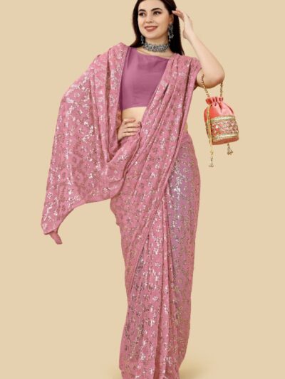 Buy Pink Wedding Satin Silk Sarees