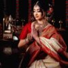 Banarasi Red Border White Saree