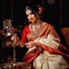 Banarasi Red Border White Saree