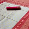 Banarasi Red Border White Saree