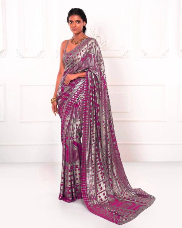 Wine Colour Stylish Saree