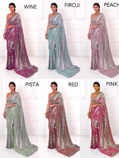 Buy Multi Colour Stylish Embroidery Saree