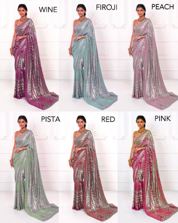 Buy Multi Colour Stylish Embroidery Saree