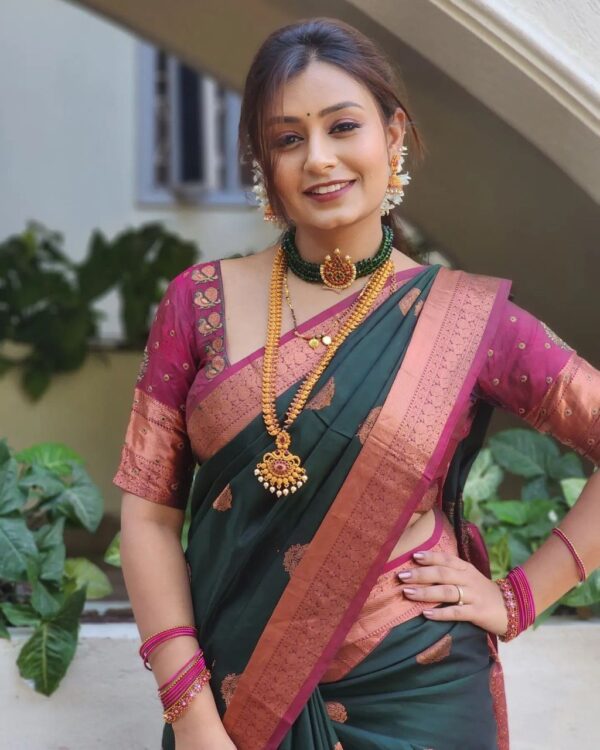 Traditional Banarasi Silk Green Saree