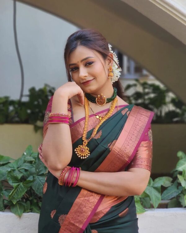 Traditional Banarasi Silk Green Saree