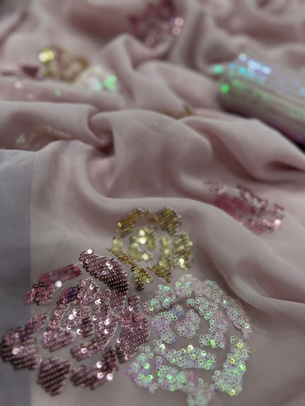 Wedding Georgette Sequence Pink Saree