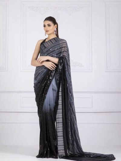 Bollywood Stylish Sequence Black Saree