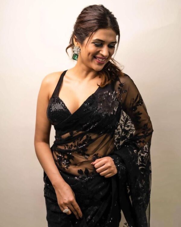 Black Saree with Fancy Sequence Work