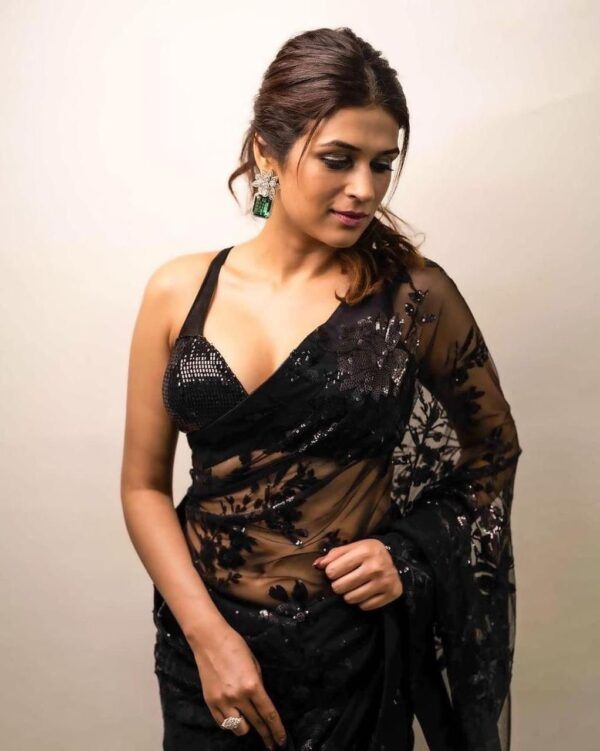 Black Saree with Fancy Sequence Work
