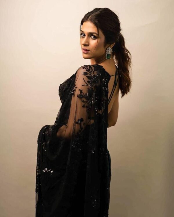 Black Saree with Fancy Sequence Work