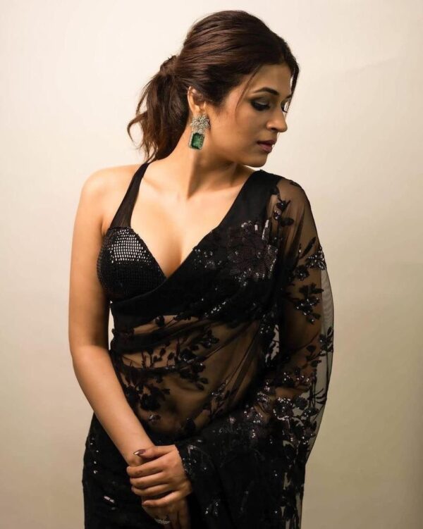 Black Saree with Fancy Sequence Work