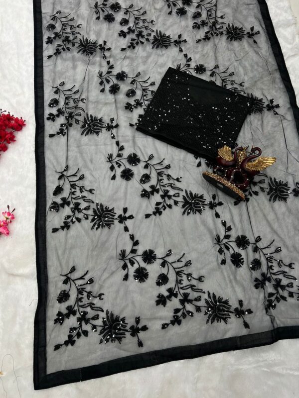 Black Saree with Fancy Sequence Work