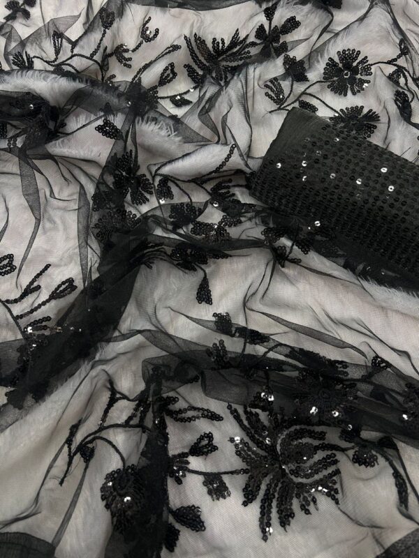 Black Saree with Fancy Sequence Work