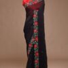 Beautiful Work Georgette Black Saree